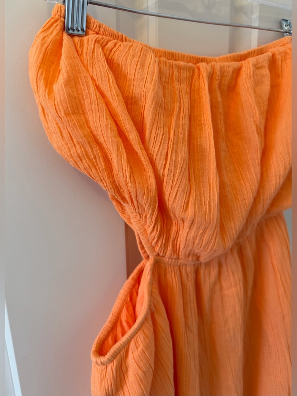 NWT Free People “Cut Out For It” Asymmetrical Jumpsuit, Papaya Orange, Size S - Picture 4 of 10